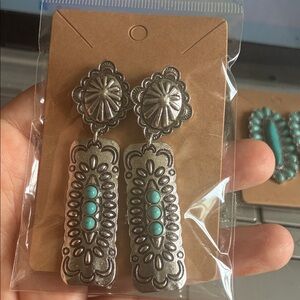 Silver and Turquoise Dangle Earrings
